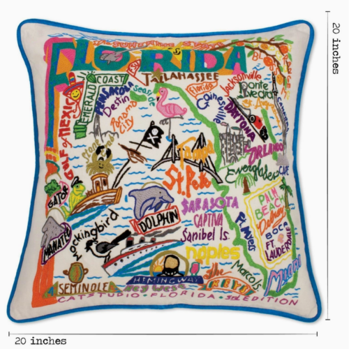 Florida Hand-Embroidered Pillow