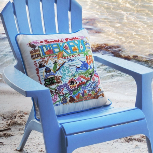 Florida Keys Hand-Embroidered Pillow